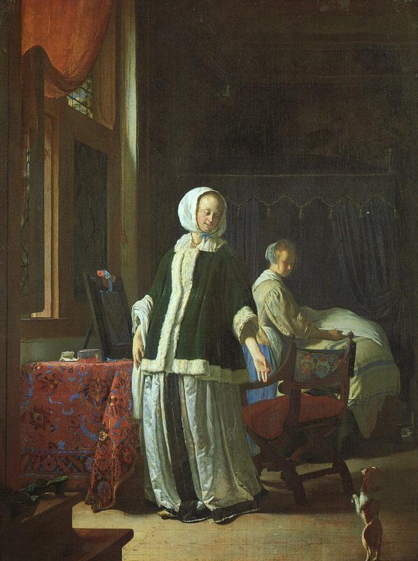 Frans Jansz van Mierisi Morning of a Young Lady oil painting picture